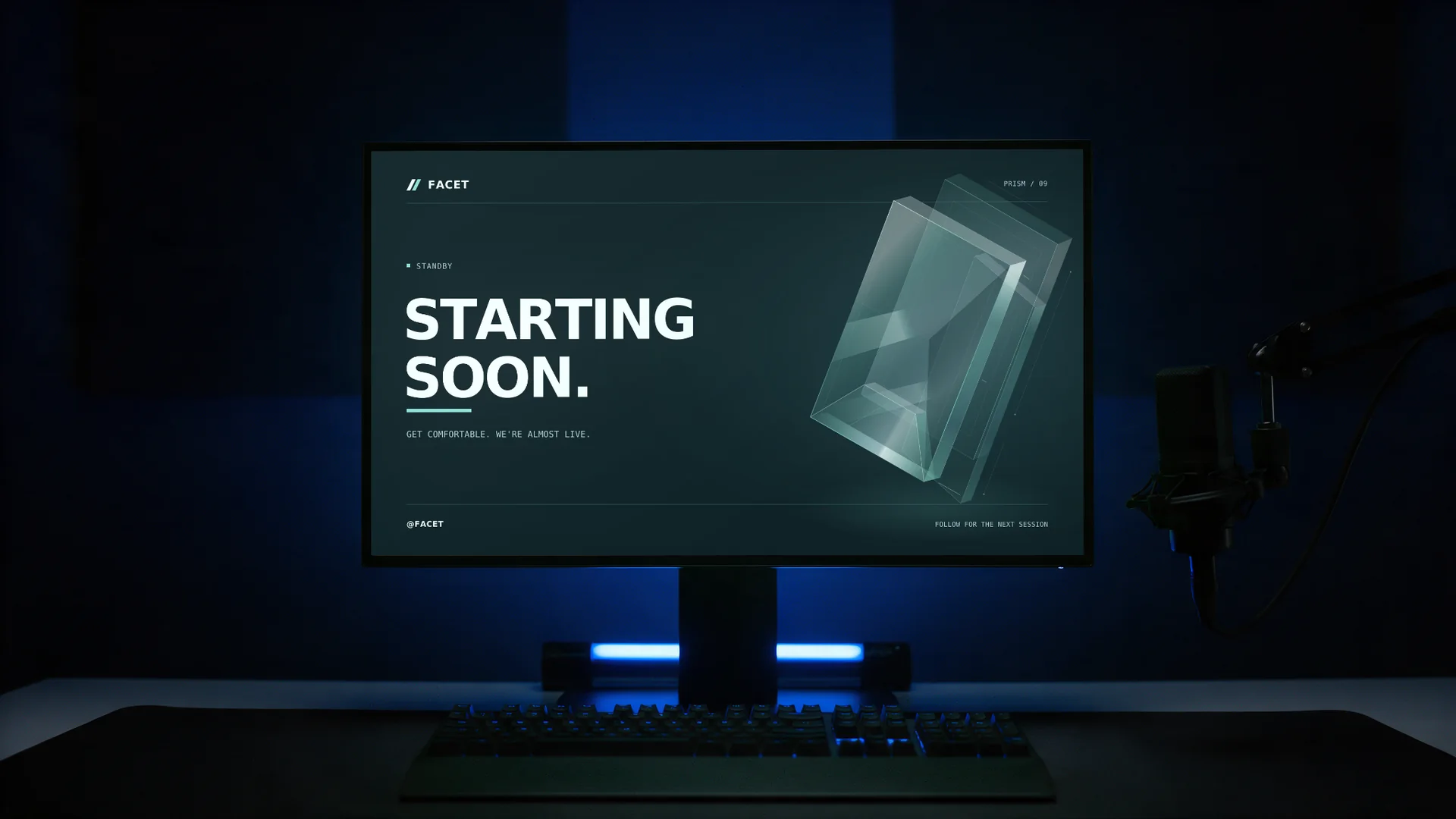 Prism scene personalized as FACET on a desk monitor