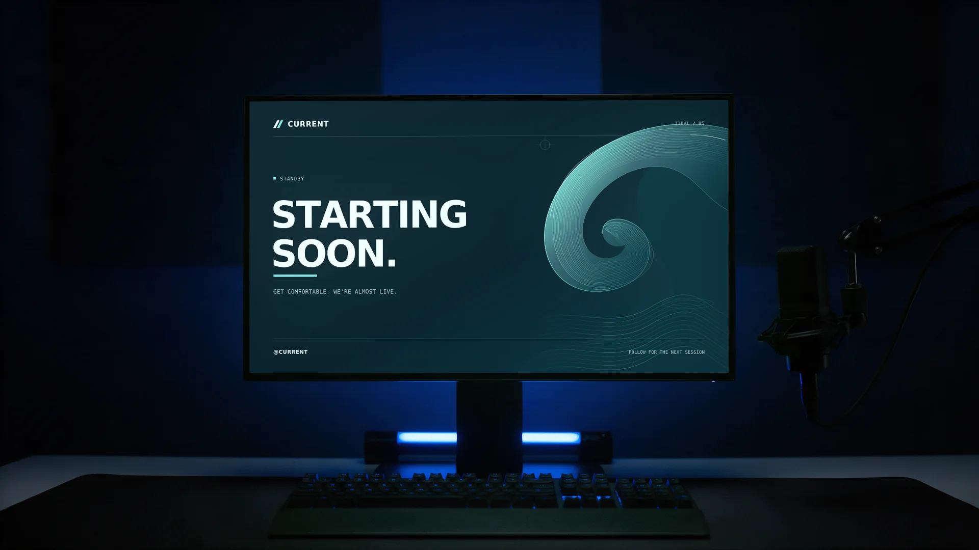 Tidal scene personalized as CURRENT on a desk monitor