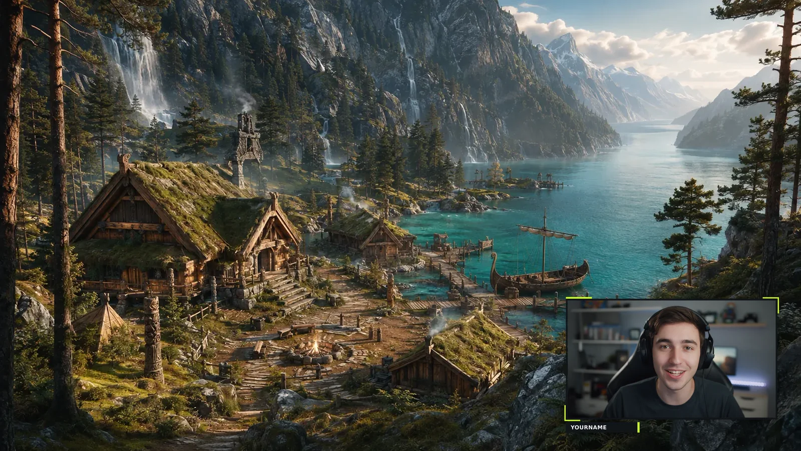 Gridline wide webcam frame over gameplay