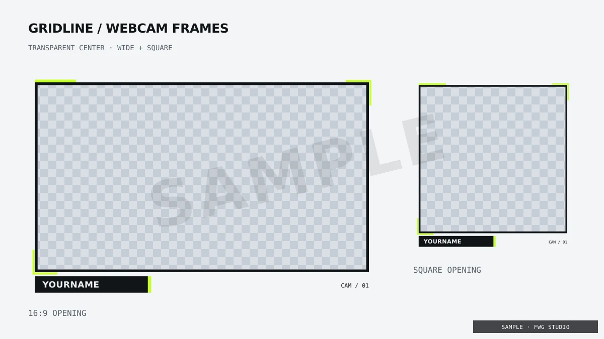 Gridline transparent webcam frames